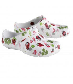 Zueco GLOBULE ESTAMPADOS mariquitas - fresas. Antideslizantes. Schu´zz
