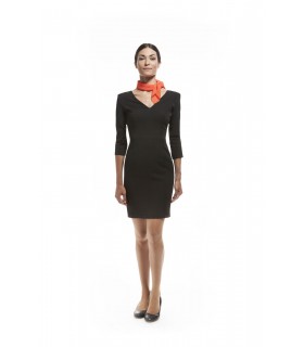 Vestido V005 cuello en pico y manga 3/4. Dacobel