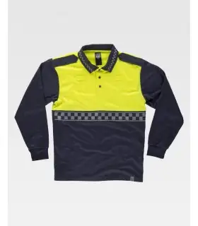 Polo bicolor de alta visibilidad con galoneras C3856. Workteam1