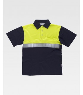 Polo bicolor reflectante de alta visibilidad de100% Algodón C3841. Workteam1