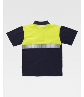 Polo bicolor reflectante de alta visibilidad de100% Algodón C3841. Workteam2
