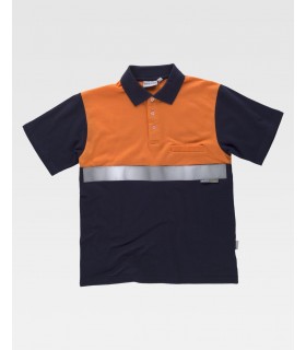 Polo bicolor reflectante de alta visibilidad de100% Algodón C3841. Workteam3