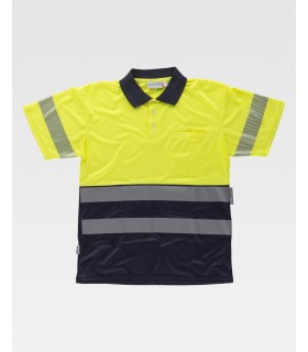 Polo bicolor de alta visibilidad certificado con cinta reflectante segmentada C3890. Workteam3