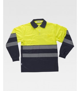 Polo de alta visibilidad certificado con cinta reflectante segmentada C3891. Workteam3