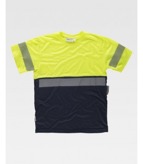 Camiseta bicolor de alta visibilidad con cinta segmentada C6030. Workteam1