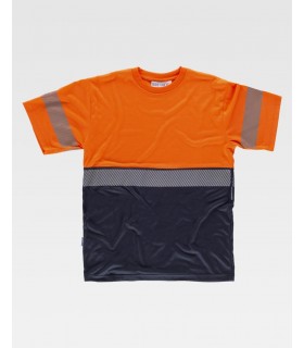 Camiseta bicolor de alta visibilidad con cinta segmentada C6030. Workteam3