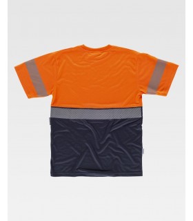 Camiseta bicolor de alta visibilidad con cinta segmentada C6030. Workteam4