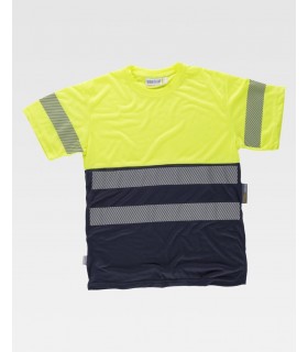 Camiseta bicolor de alta visibilidad con cinta segmentada C6040. Workteam1