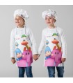 Delantal 1119 diseño POKOYO AMIGOS sin bolsillo para niños. Conjunto. Garys