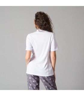 Casaca 9486 Paz de mujer de manga corta con cierre con automáticos. Blanco espalda. Garys
