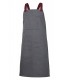 Delantal 404211B canvas Bicolor con peto y bolsillos color gris y granate. Velilla