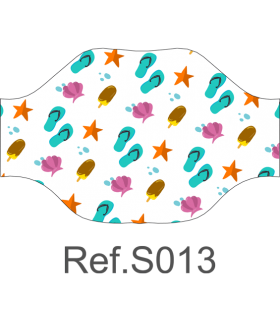 Mascarilla 120010S estampada REUTILIZABLE de pliegues y lavable a 60º. Eurosaboy