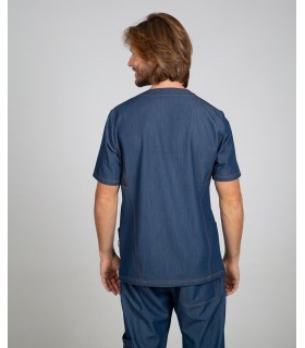 Casaca 6154 Dario de tejido tejano para hombre. Color Vaquero espalda. Garys