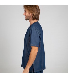 Casaca 6154 Dario de tejido tejano para hombre. Color Vaquero perfil. Garys