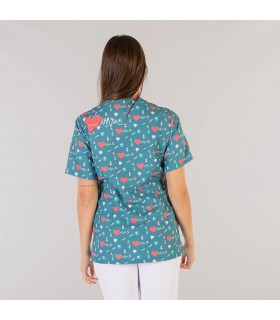 Casaca 6114 Ada estampada de microfibra Unisex. Color Corazón NU espalda. Garys