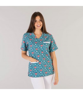 Casaca 6114 Ada estampada de microfibra Unisex. Color Corazón NU pecho. Garys