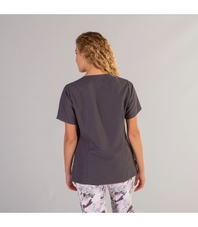 Casaca 6584 Zaida de mujer combinada de microfibra Unisex. Color gris marengo espalda. Garys