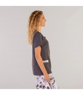 Casaca 6584 Zaida de mujer combinada de microfibra Unisex. Color gris marengo perfil. Garys