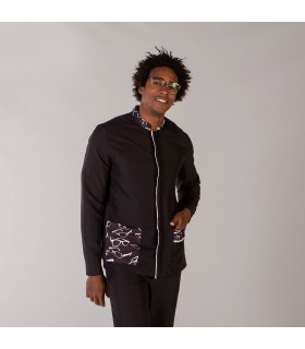 Casaca 6165 Ferrán de hombre con estampado gafas de manga larga. Color negro pecho. Garys