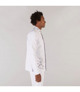 Casaca 6165 Ferrán de hombre con estampado gafas de manga larga. Color blanco perfil. Garys