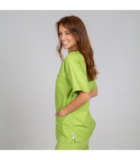 Casaca Sanitario 605. Unisex. Manga corta. Garys, pistacho lateral