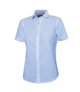 Camisa 405010 de mujer de manga corta color celeste. Velilla