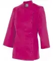 Casaca MELISA de cocinera. Manga larga. Cremallera oculta. Velilla fucsia