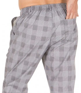 Pantalón 7772 estampado. Media cintura elástica. Cuadro gris claro espalda. Garys cuadros gris detalle