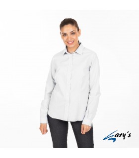 Blusa 2884 manga larga de mujer con cuello Camisero. REDLINE. Blanco pecho. Garys