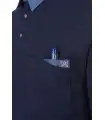 Polo 4825 interlock. Manga larga. Cuello camisero detalle bolsillo. Monza