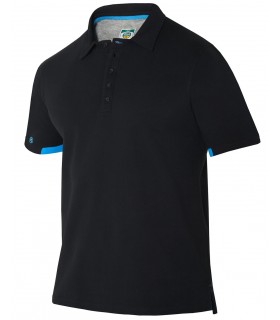 Polo 3017 Manga corta. Cuello camisero negro. Monza