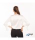 Camisa 2431 OLIVIA de satén de manga 3/4 para Mujer. Blanco espalda. Garys