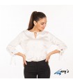 Camisa 2431 OLIVIA de satén de manga 3/4 para Mujer. Blanco Pecho. Garys