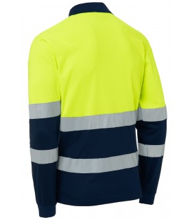Polo 4754. Monza. Manga larga. Alta visibilidad amarillo y marino espalda.