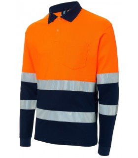 Polo 4754. Monza. Manga larga. Alta visibilidad naranja y marino.