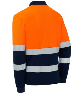 Polo 4754. Monza. Manga larga. Alta visibilidad naranja y marino espalda.