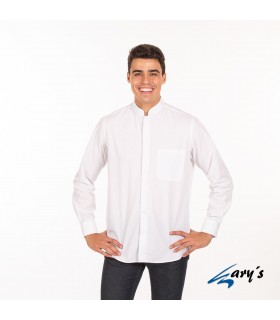 Camisa 2960 manga larga de Caballero con cuello Mao. REDLINE. Blanco pecho. Garys