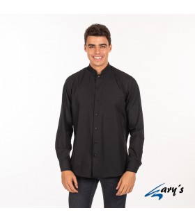 Camisa 2960 manga larga de Caballero con cuello Mao. REDLINE. Negro pecho. Garys
