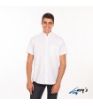 Camisa 2961 manga corta de Hombre con cuello Mao. REDLINE. Blanco pecho. Garys