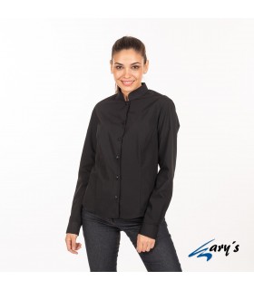 Blusa 2882 manga larga de Mujer con cuello Mao. REDLINE. Negro pecho. Garys
