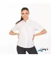 Blusa 2883 manga corta de mujer con cuello Mao. REDLINE. Blanco pecho. Garys