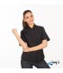 Blusa 2883 manga corta de mujer con cuello Mao. REDLINE. Negro pecho. Garys