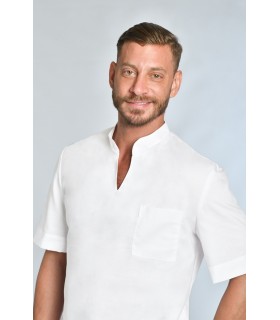 Casaca sanitaria manga corta 8001900 de hombre con cuello mao. 1 Dyneke