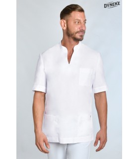 Casaca sanitaria manga corta 8001900 de hombre con cuello mao. detalle Dyneke