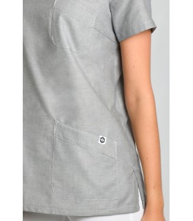Casaca sanitaria de mujer con cuello mao 8011844 de Manga corta. bolsillo Dyneke