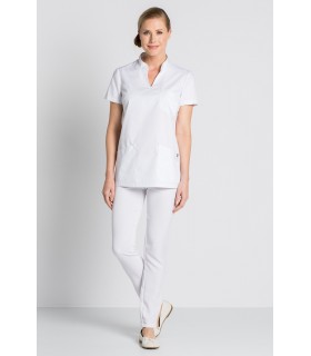 Casaca sanitaria de mujer con cuello mao 8011900de Manga corta. 2 Dyneke