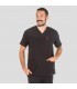 Casaca sanitaria de hombre HÉCTOR 6132 de microfibra Elastik. Negro pecho. Garys