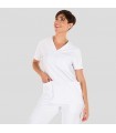 Casaca sanitaria ÁGATA 6565 de microfibra Elastik. Blanca. Garys