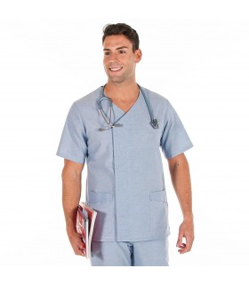 Casaca Sanitaria ANDRE 6131 con tejido Oxford. Celeste. Garys