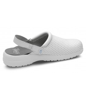 Zueco sanitario antideslizante con correa ajustable Zeta. Feliz caminar Blanco 5